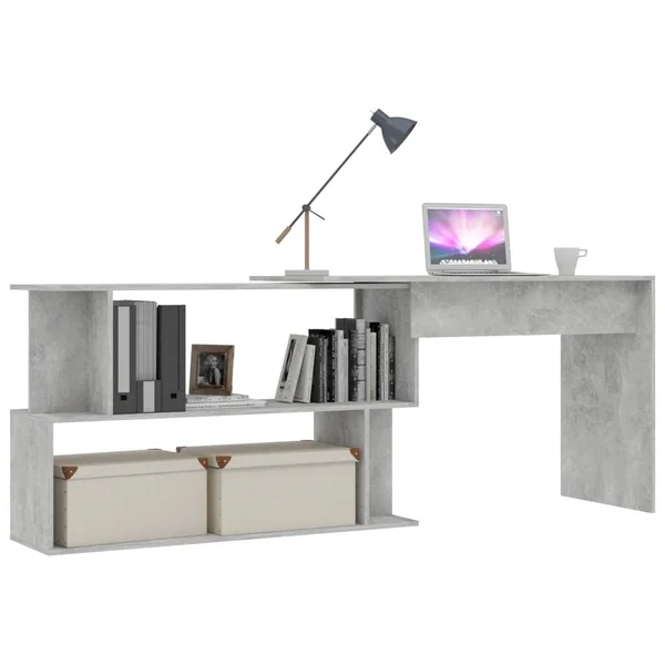 vidaXL Corner Desk Concrete Gray 47.2x22x19.7x22x29.9x22 Chipboard
