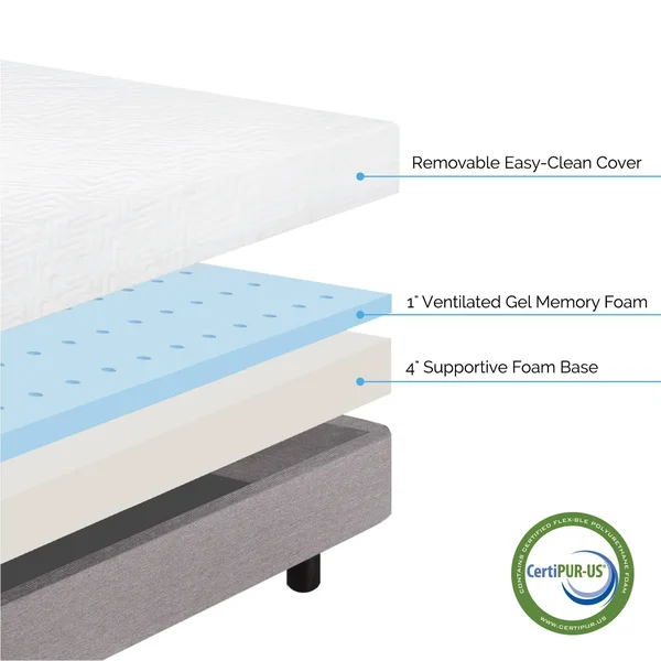 Lucid 5 inch Gel Memory Foam Mattress - California King