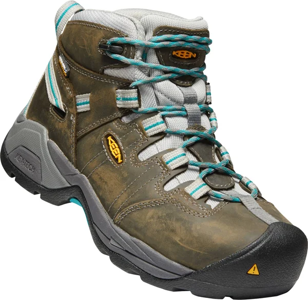 Keen Utility Women's Detroit XT Mid Steel Toe Waterproof Work Boot, Gargoyle/Lake Blue, 7