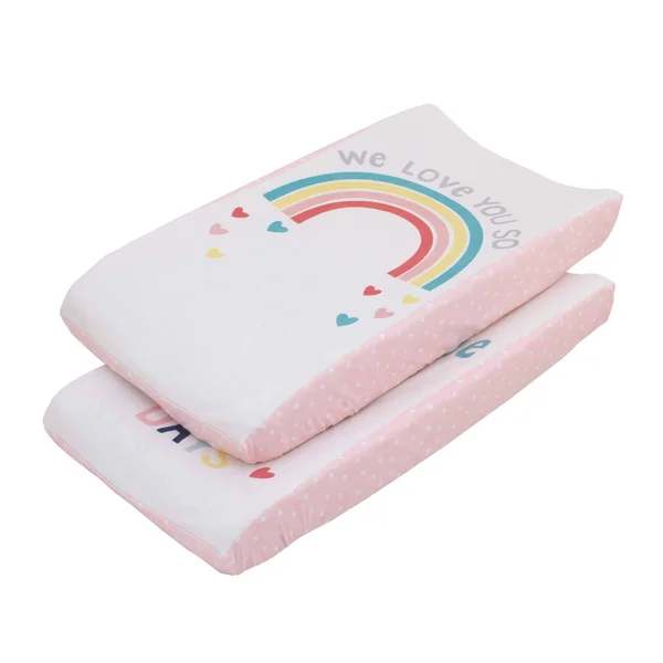 Little Love by Nojo We Love You So Multi Color Rainbow 2 Pack Super Soft Changing Pad Covers, 16 x 32 x 6"
