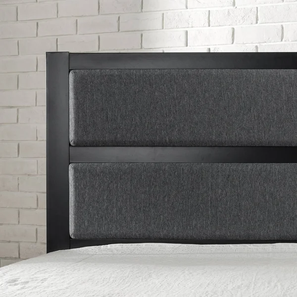 Zinus Modern Studio Upholstered Metal Headboard, Twin Upholstered Grey