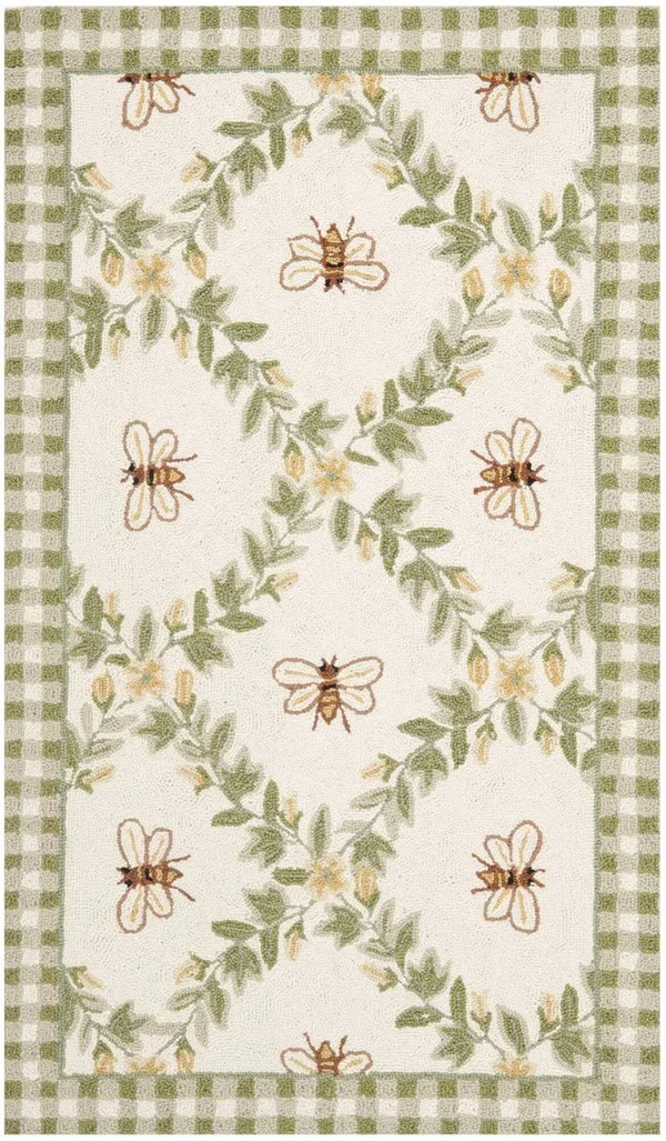 Safavieh Chelsea HK55A 3&9x22 x 5&9x22 Ivory, Green Area Rug