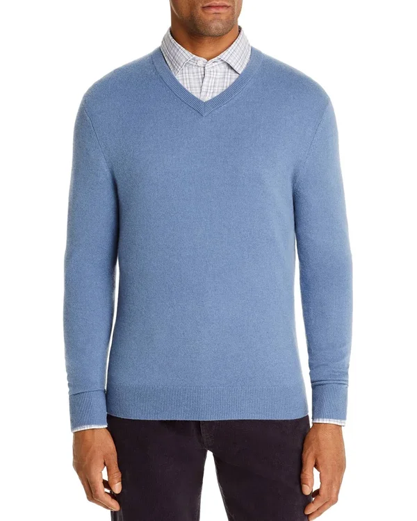 Bloomingdale&s Ivory Cashmere V-Neck Sweater - US Medium