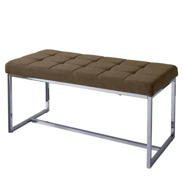 CorLiving Modern Fabric Wide Bench with Chrome Base - Brown