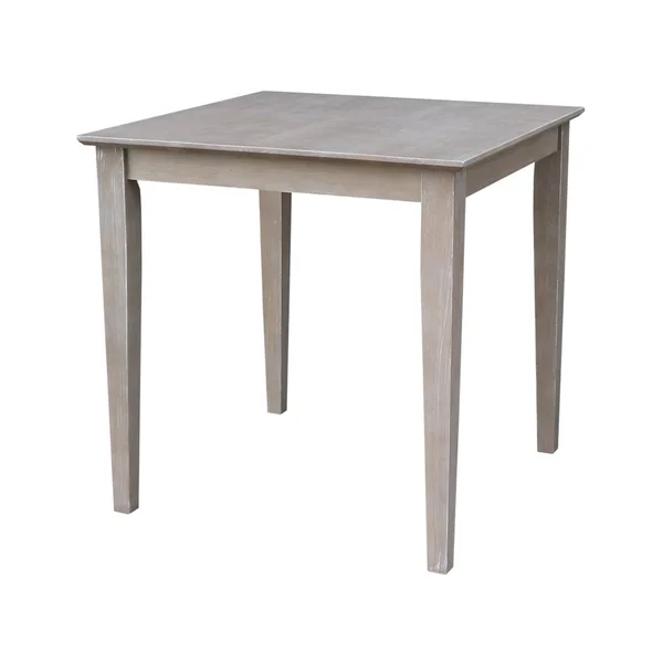 International Concepts Solid Wood Top Table - Dining Height, Washed Gray Taupe