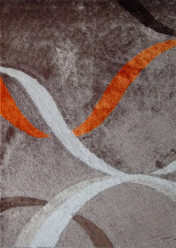 Vibrant Hand Tufted Modern Wavy Shag Area Rug - Brown