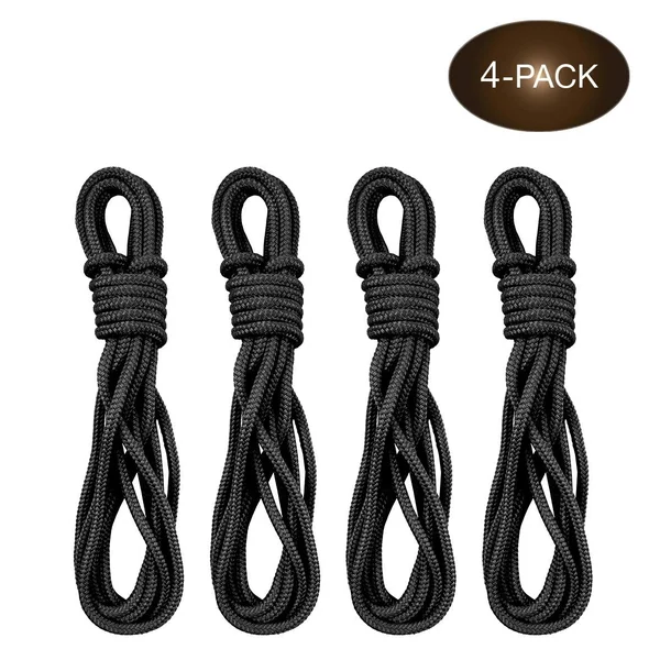 3/8x22 x 20& Double-Braided Nylon Dock Line - Black - 4 Pack