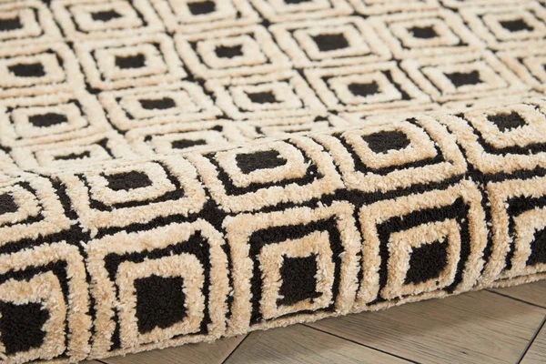 Nourison Deco Mod Dec02 5&3x22 x 7&4x22 Black, Beige Area Rug