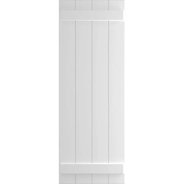 Ekena Millwork CWB18X067UNC 18x22W x 67x22H Exterior Five Board (2 Batten) Composite Board-n-Batten Shutters (Per Pair) - Unfinis
