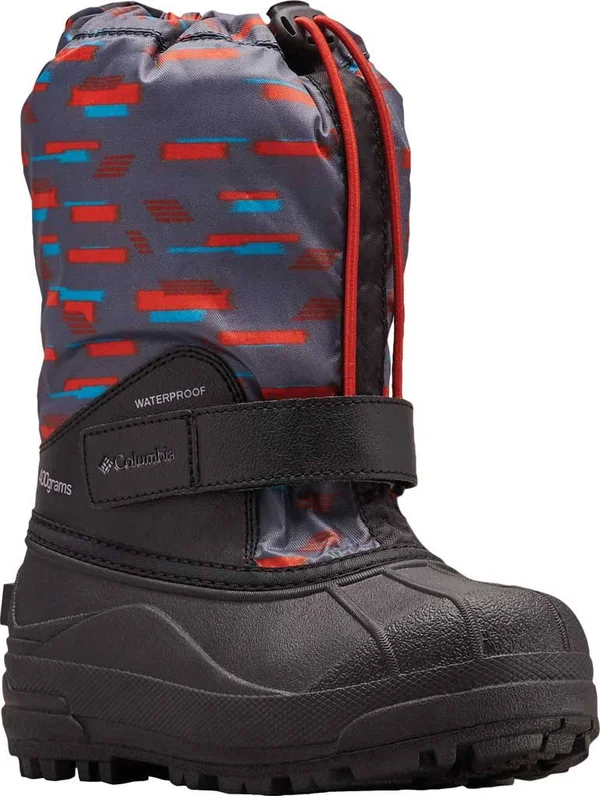 Columbia Unisex Children's Powderbug Forty Print Boot - Size: 12, Graphite/Flame