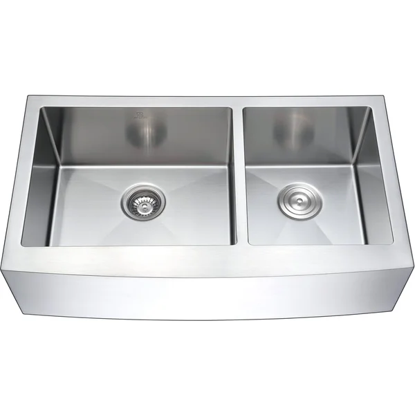 Anzzi KAZ3320-031 Elysian Farmhouse 33 in. Double Bowl Kitchen Sink with Accent Faucet in Polished Chrome