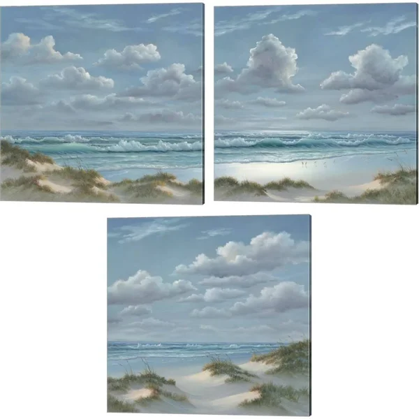 Great Art Now Shoreline by Georgia Janisse 3 Piece Canvas Art Set Each 14W x 14H, Size: 14 x 14, Blue