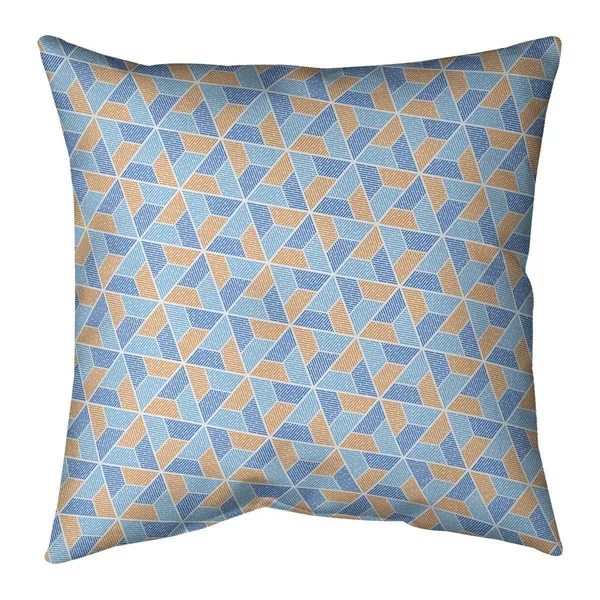 Blue Feature Two Color Trapezoids Throw Pillow - 20 x 20 - Blue & Yellow - Polyester