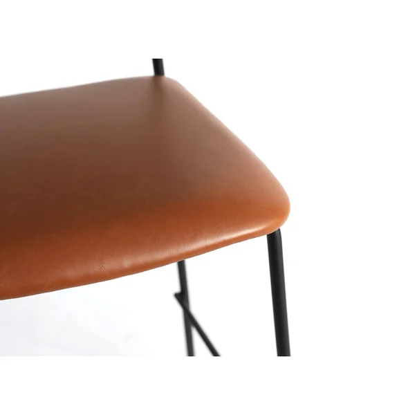 Lucy 42 in. Brown Open Back Metal Bar Stool with Faux Leather Seat-Set of 2