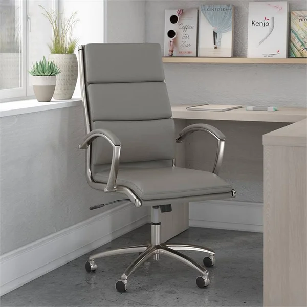Cabot High Back Leather Executive Office Chair in Light Gray - Bush Furniture CABCH1701LGL-Z