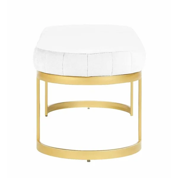 Morden Fort Contemporary Bench - Upholstered Velvet Bench Seat with Metal Legs for Entryway, Bedroom, Living Room - White - Mediu