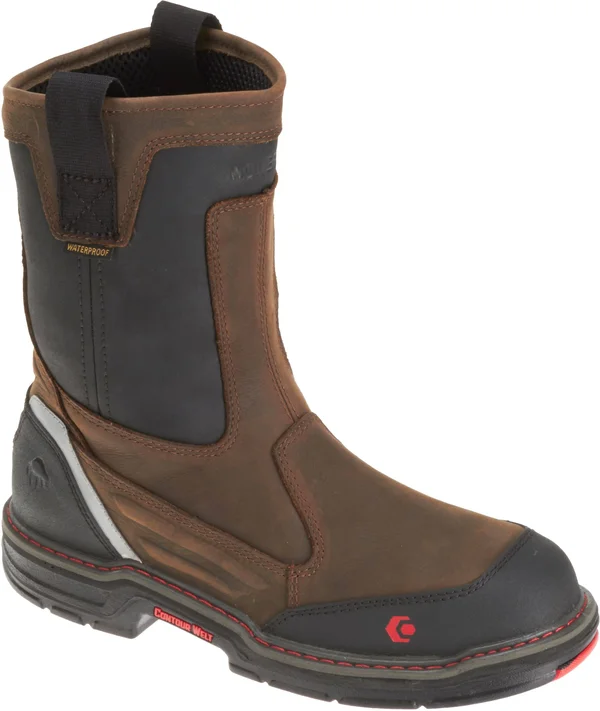 Wolverine Mens Brown/Black Leather Overman WP 10in EH Work Boots - 14
