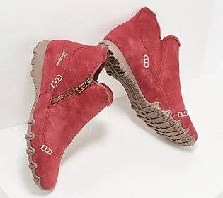 Skechers Relaxed Fit Suede Biker Ankle Boots - Earthy Chic, Size 11 Wide, Dark Red
