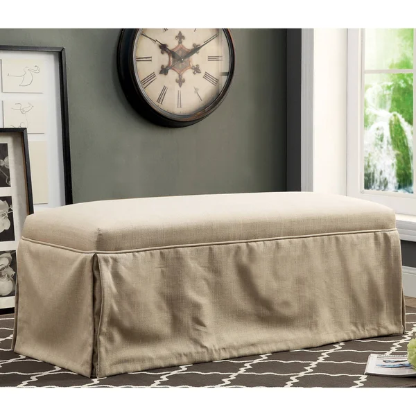 Furniture of America Cols Transitional Linen Fabric Accent Bench - Brown