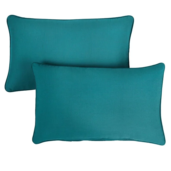 Sunbrella Spectrum Peacock Corded Indoor/ Outdoor Pillows (Set of 2) - 12 in x 24 in