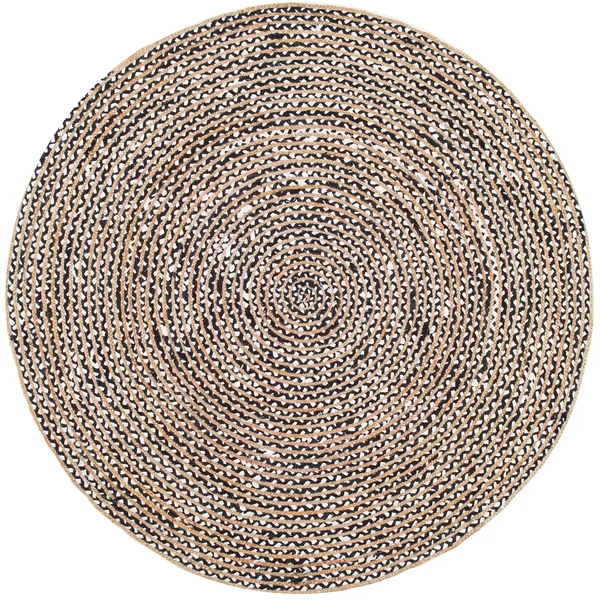 nuLOOM Glinda Natural Fiber Round Area Rug - Black/Grey, 6&