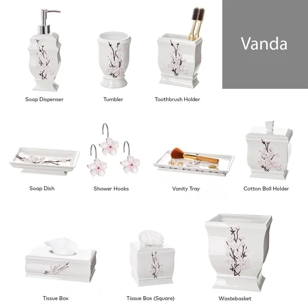 Creative Scents Vanda Bathroom Trash Can, Decorative Wastebasket- Resin Waste Paper Baskets Design- Space Friendly Bath