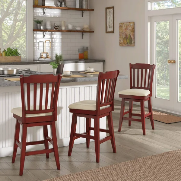 Eleanor Slat Back Wood Swivel Counter Stool by Inspire Q Classic - Antique Grey - Counter Height