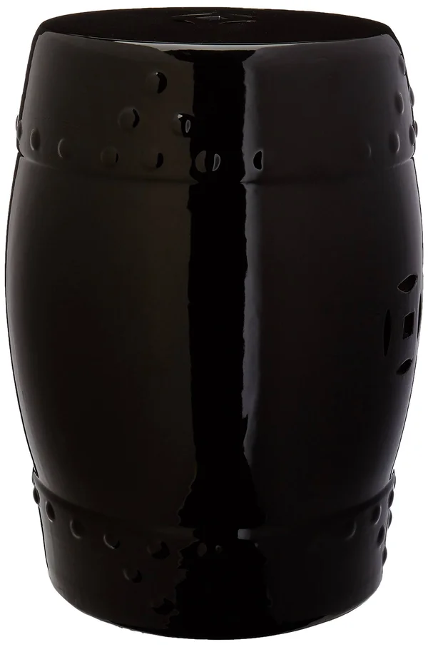 Oriental Furniture Solid Black Porcelain 18 in. Garden Stool