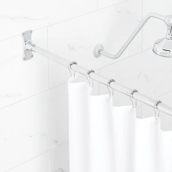 48x22 Straight Solid Brass Shower Rod - Chrome, Signature Hardware