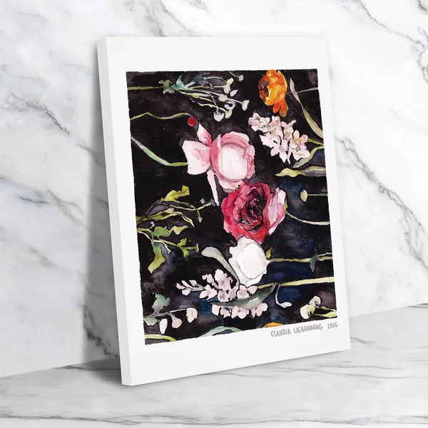 Americanflat 'Blooms on Black 2' Gallery Wrapped Canvas - 32 x 48