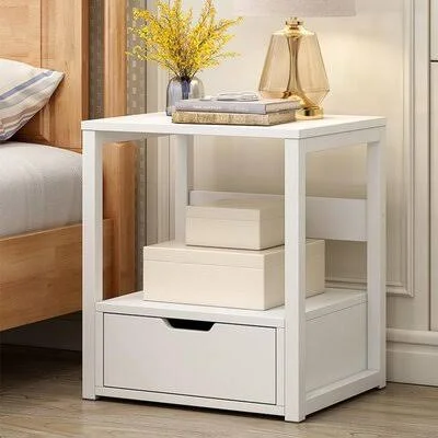 Brewster 1 - Drawer Steel Nightstand in White Wade Logan