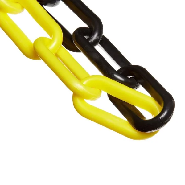 Mr. Chain Alternating Plastic Chain Barrier, 2x22x500&L, Black/Yellow
