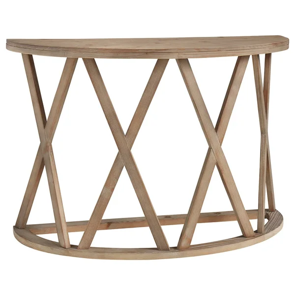 Wooden Plank Top Sofa Table with x Shaped Motif Base Light Brown