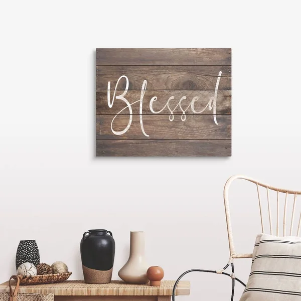 Family Quotes - Blessed Wood, Canvas Wall Art, 30x24, Great Big Canvas