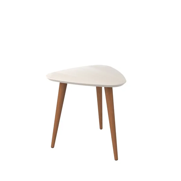 Manhattan Comfort Utopia 19.68x22 High Triangle End Table with Splayed Wooden Legs in Off White