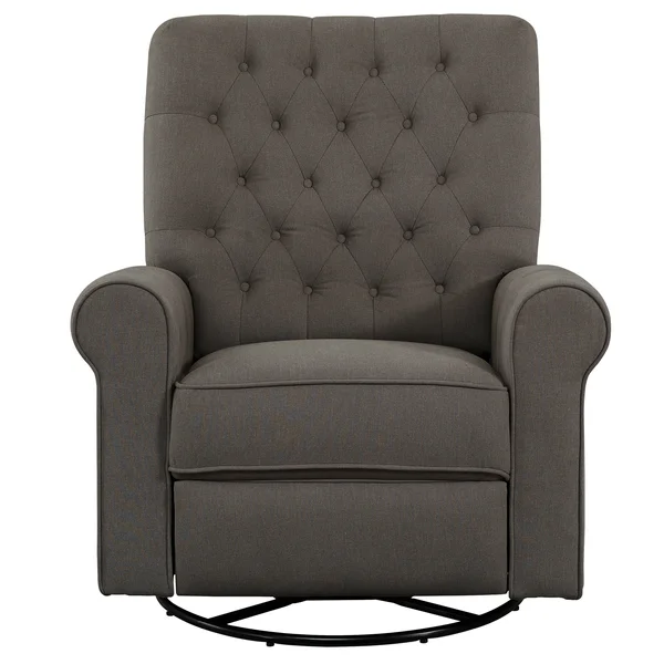 Pulaski Traditional Rolled Swivel Glider Arm Recliner, Fresh Pewter Grey