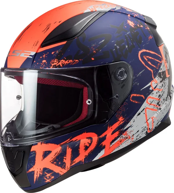 LS2 - Helmet FF353 Rapid Naughty Matt Blue - Fluo Orange - Size M