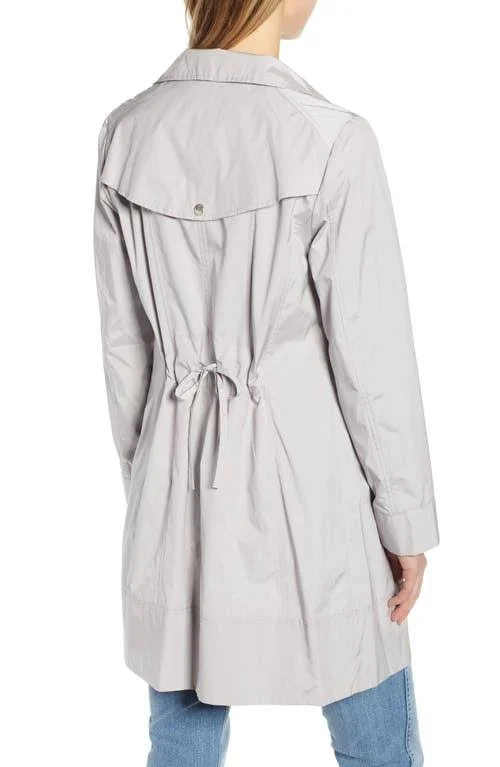 Cole Haan Packable Hooded Raincoat - Pearl Grey