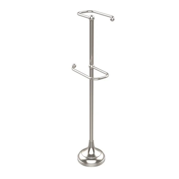 Allied Brass Free Standing Two Roll Toilet Tissue Stand - Satin Chrome