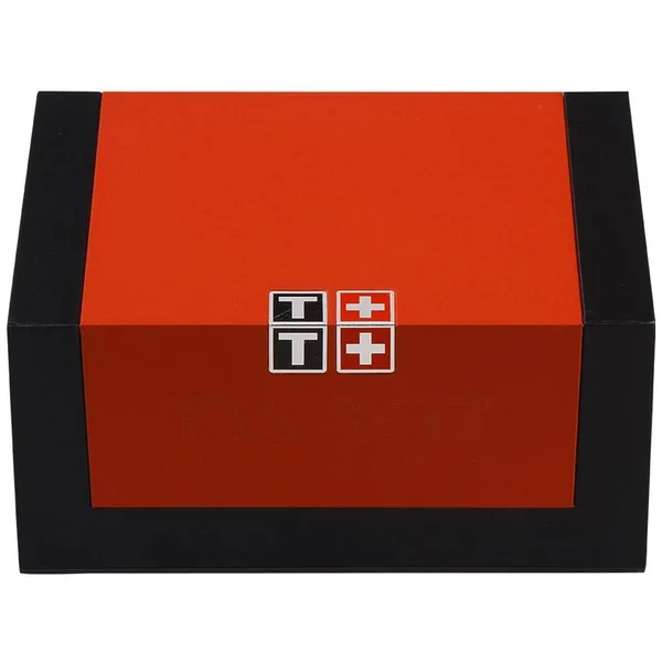 Tissot Men's Stainless Steel Watch - Rose Gold Dial - Black Faux-Leather Band
