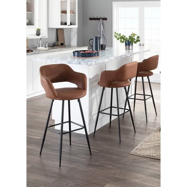 Carson Carrington Vallen Faux Leather Bar Stools (Set of 2) Cream