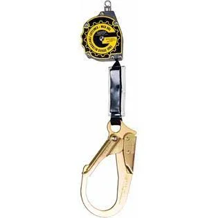 Guardian Fall Protection 10901 11-Foot Retractable Lifeline with 1-Inch Nylon Webbing - Rebar Hook and Carabineer, Aluminum