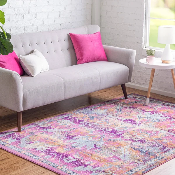 Budapest 4x6 Fuchsia Abstract - Bohemian, Floral, Geometric Area Rug