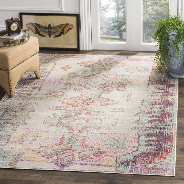 Safavieh CRS517P Crystal Light Grey, Purple Area Rug - 7& x 7& Round