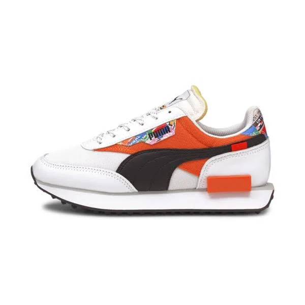Puma Future Rider Intl Game Sneakers Jr, White/Tigerlily, 6