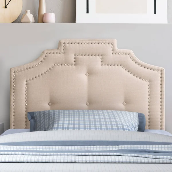 CorLiving Light Gray Fabric Crown Silhouette Headboard - Single/Twin