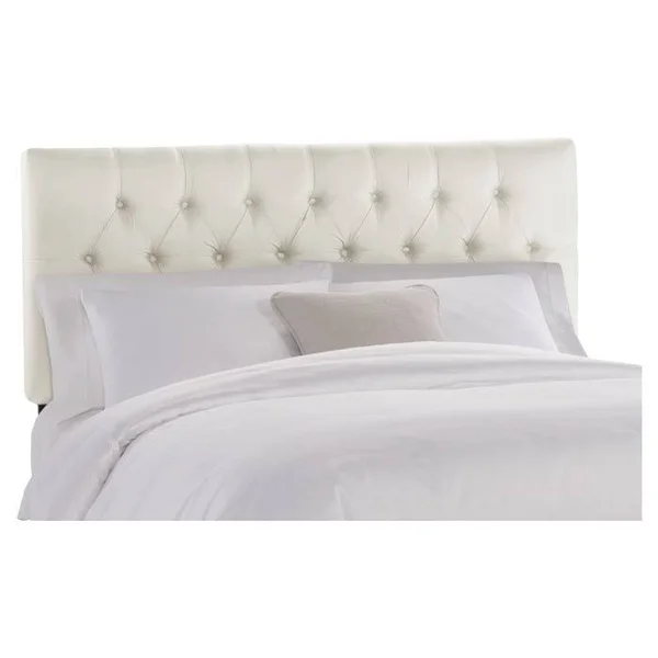 Button Tufted Upholstered Panel Headboard Skyline Furniture Size: Queen - Upholstery: Shantung Pearl
