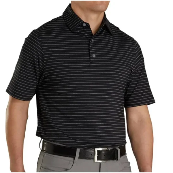 FootJoy Men's Athletic Fit ProDry Performance Classic Stripe Golf Polo Black/Grey S