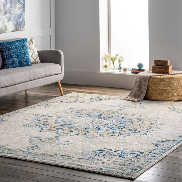 nuLOOM Leola Vintage Medallion Blue 4& x 6& Area Rug