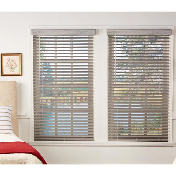 Perfect Lift Window Treatment Room Darkening Driftwood Gray 2 in. Cordless Faux Wood Blind 38 in. W x 72 in.. L (Actual Size: 38